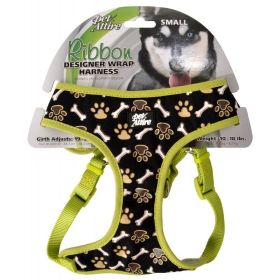 Pet Attire Ribbon Brown Paw & Bones Designer Wrap Adjustable Dog Harness (Option: Fits 19")